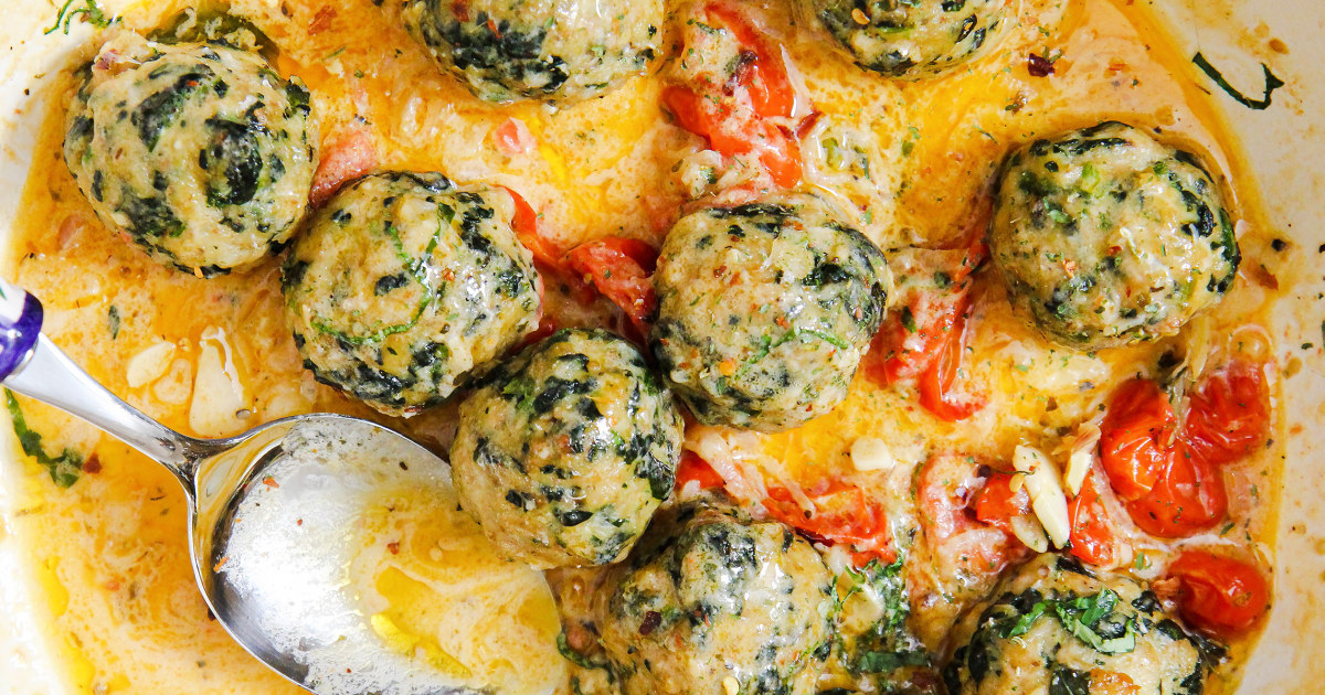 Spinach Chicken Meatballs in Parmesan Cream Sauce Recipe