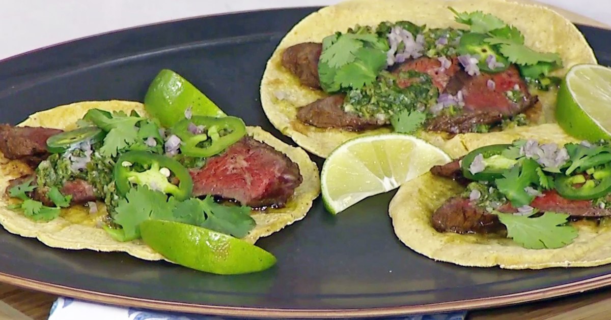 Grilled Skirt Steak Tacos with Salsa Verde Recipe