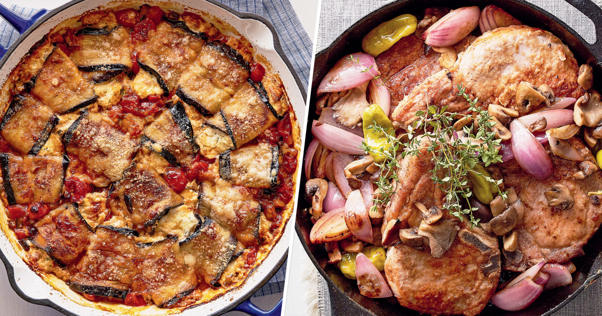 Lidia Bastianich makes eggplant rollatini and pork chops for a cozy fall dinner