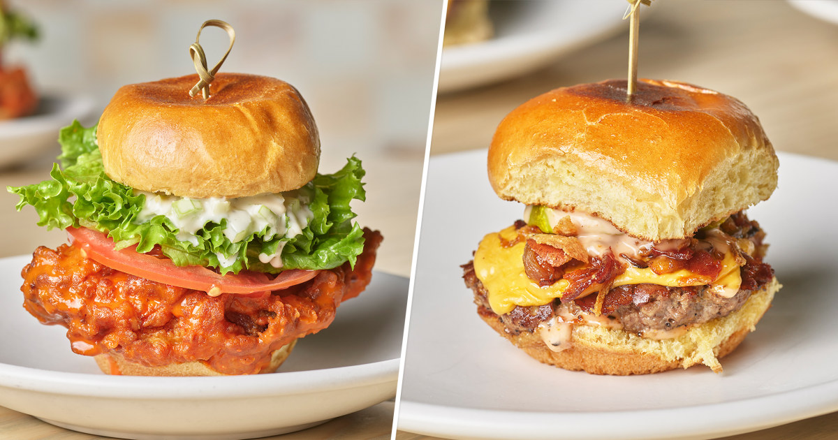 Josh Capon Makes Buffalo Chicken and Bacon Cheeseburger Sliders