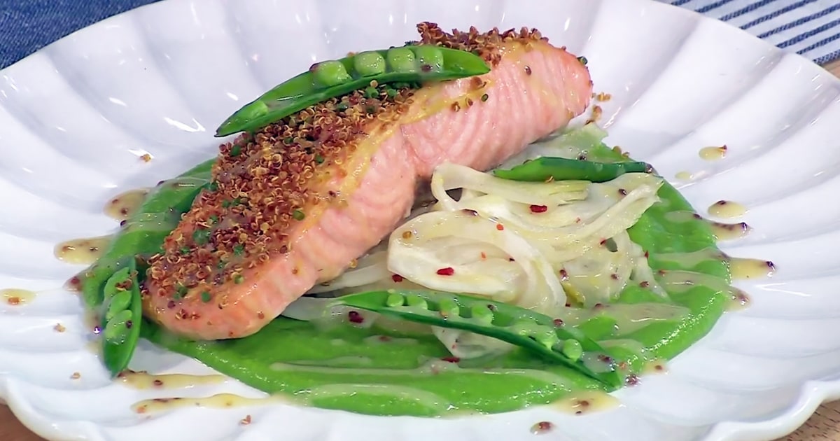 Herb-Crusted Salmon with Peas and Fennel