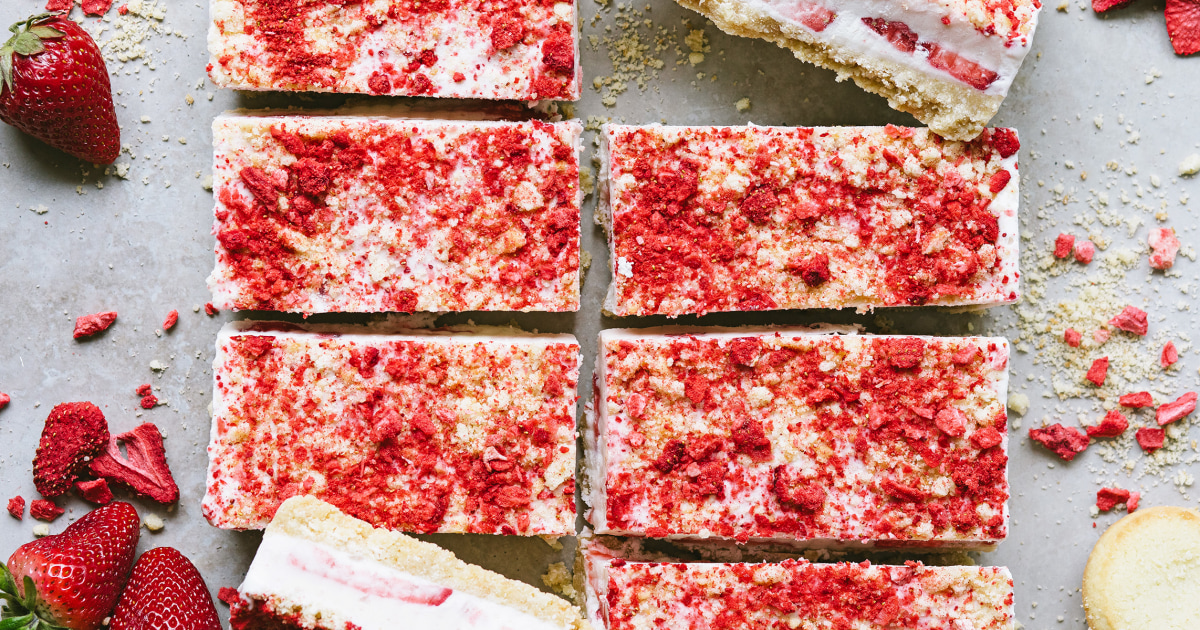 Cool off with strawberry shortcake ice cream squares