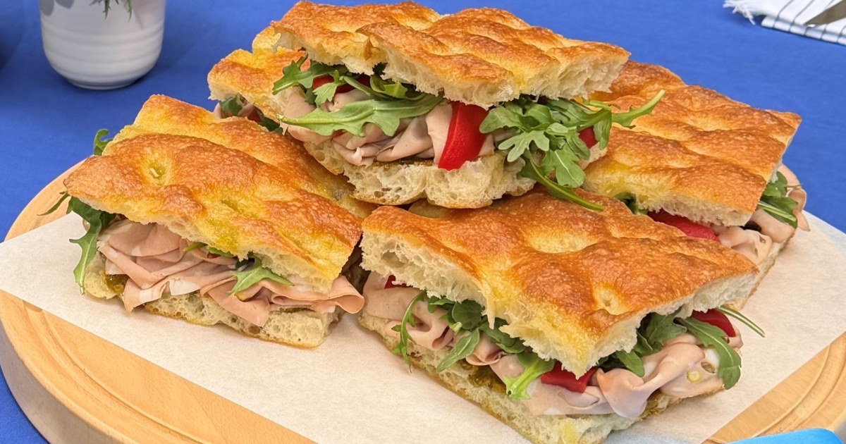 Mortadella and Pesto Focaccia Sandwich