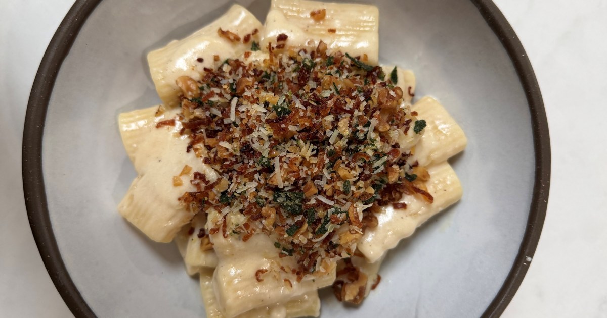 Riley Rigatoni Rigatoni with Cheddar Cheese, Fried Sage and Shallots
