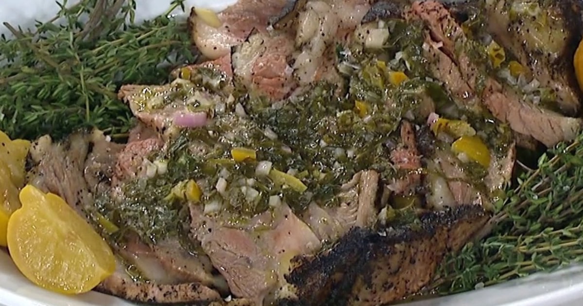 A crust of rich ground coffee and savory spices gives roasted lamb a deeply caramelized and flavorful finish.