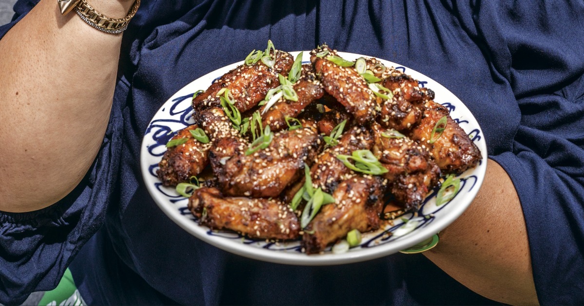A glaze of pomegranate molasses, honey and hot sauce make these chicken wings sticky, tangy, spicy and completely addictive.
