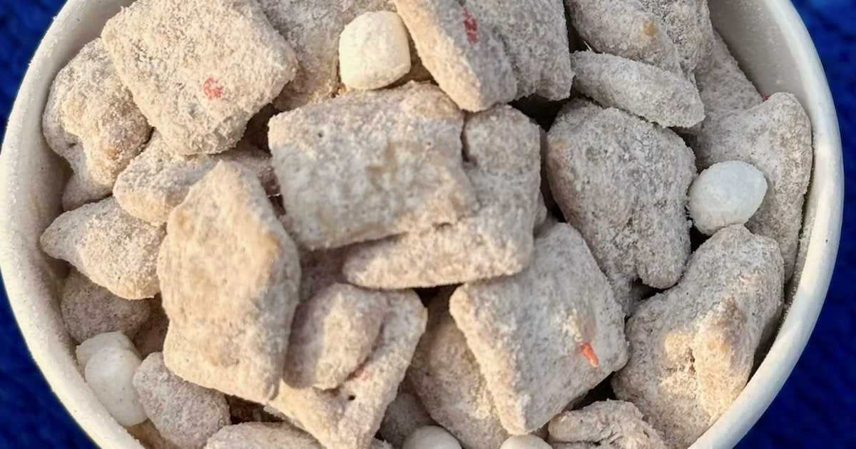 Christina Tosi gets puppy chow ready for spring by adding carrot cake mix and mini marshmallows.