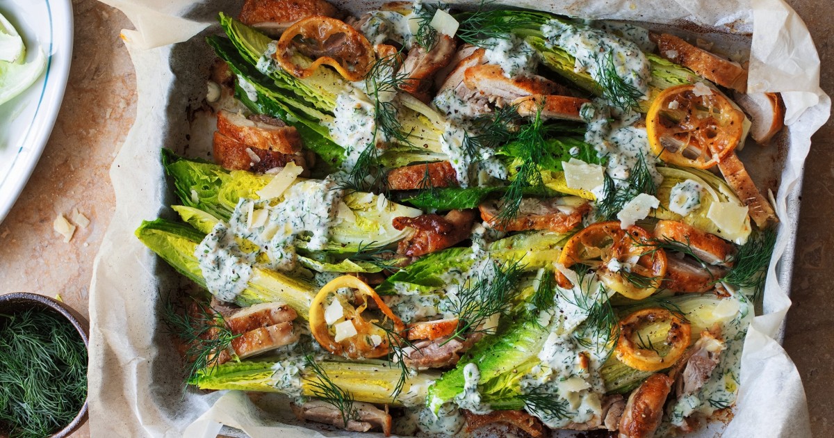 Sheet-Pan Chicken Caesar Salad