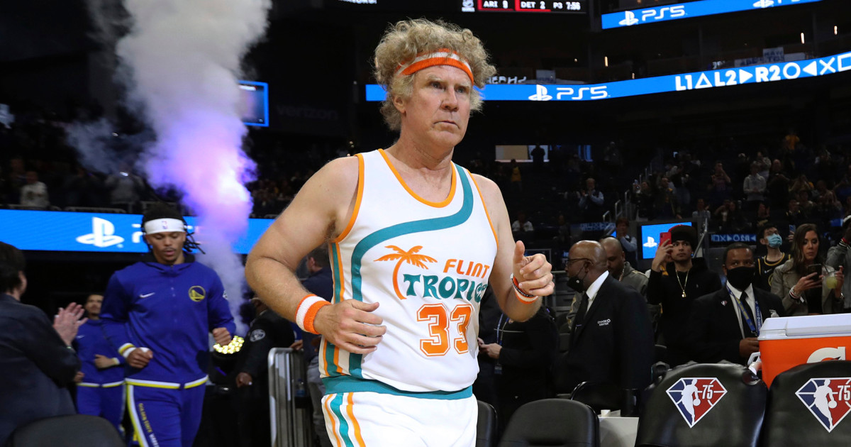 Will Ferrell dons uniform from 'Semi-Pro' to warm up with Golden
