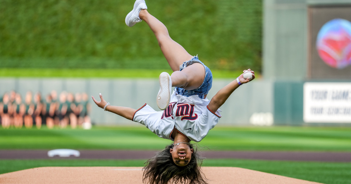 We're flipping out over Olympian Suni Lee's incredible first pitch before MLB game