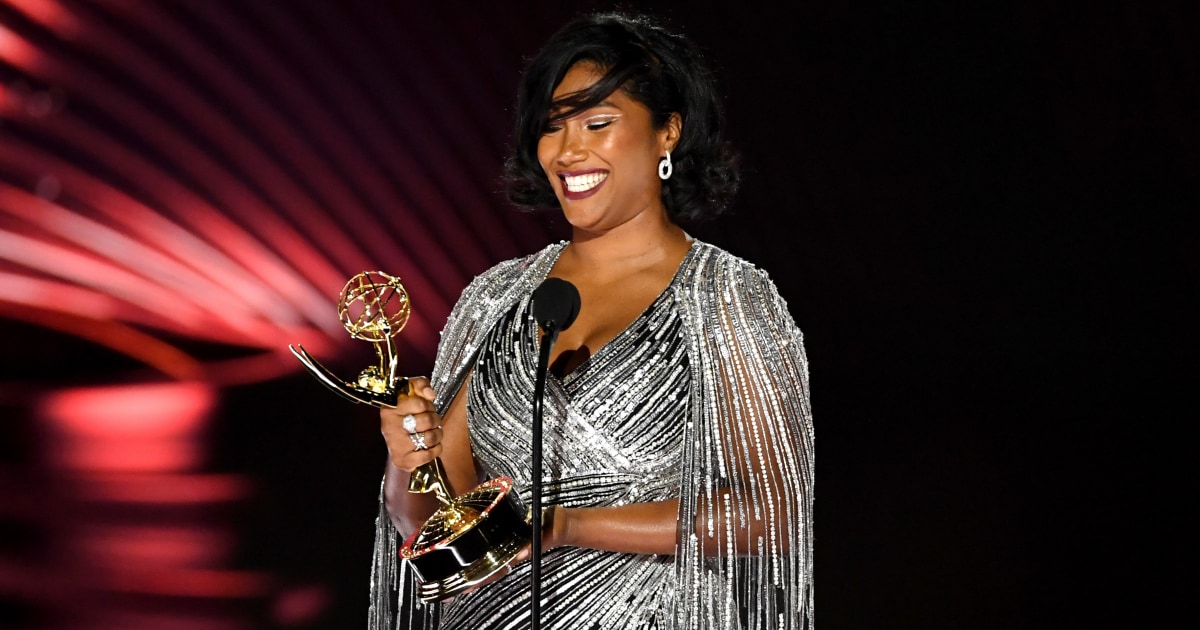 Chadwick Boseman’s wife Taylor Simone Ledward accepts his posthumous Emmy