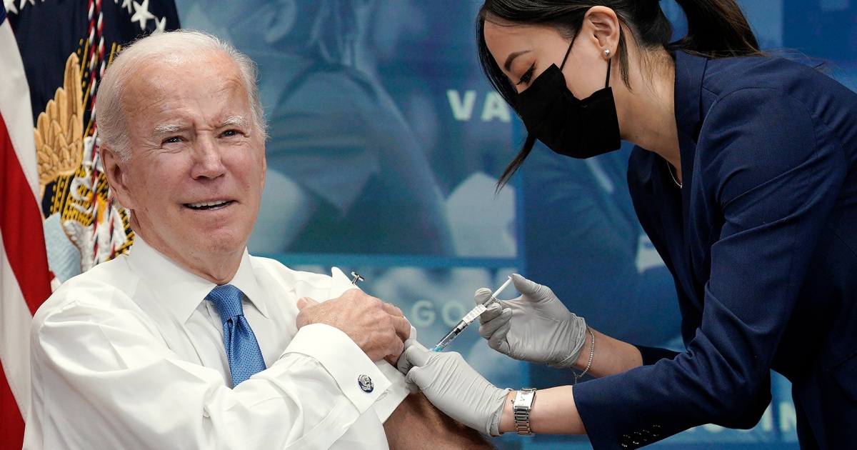 Joe Biden receives updated COVID-19 booster vaccine shot, annual flu shot