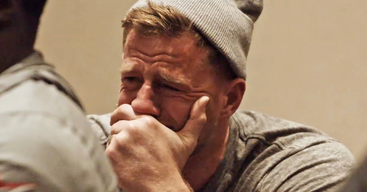 J.J. Watt can't hold back tears while watching touching congratulatory  video