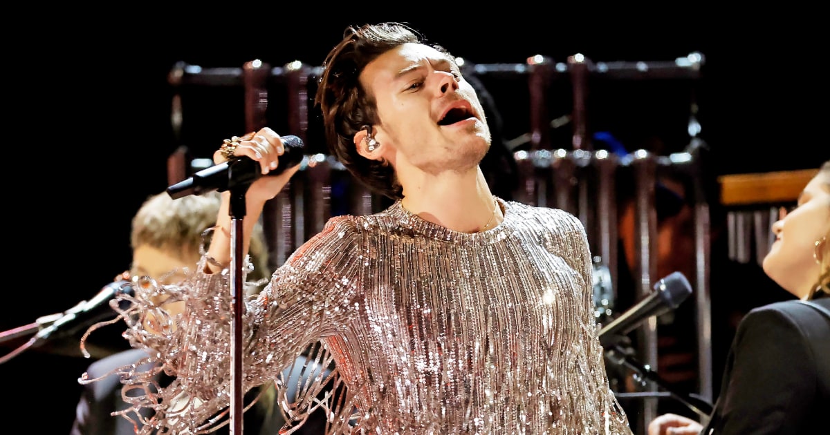 Harry Styles switches into a new sparkly jumpsuit for Grammys