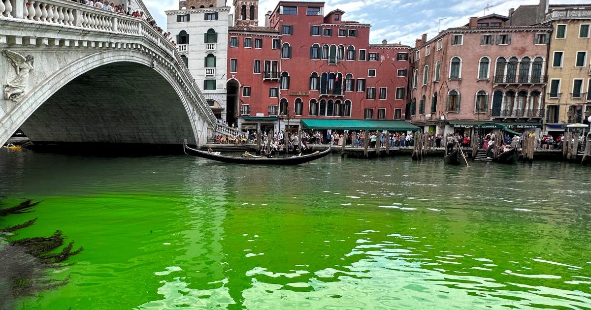 Police investigating amid speculation about why Venice’s Grand Canal turned bright green