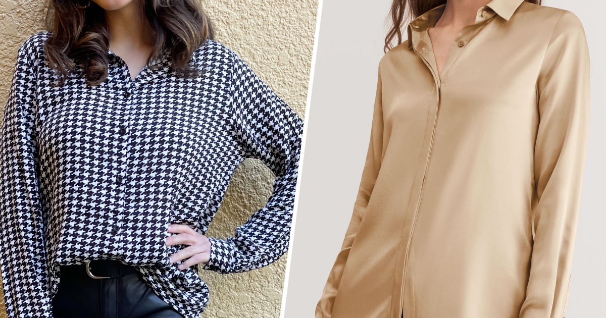 Women's Blouses Elegant Plain Top Stand Collar Fake Buttons Long Sleeve  Black XL