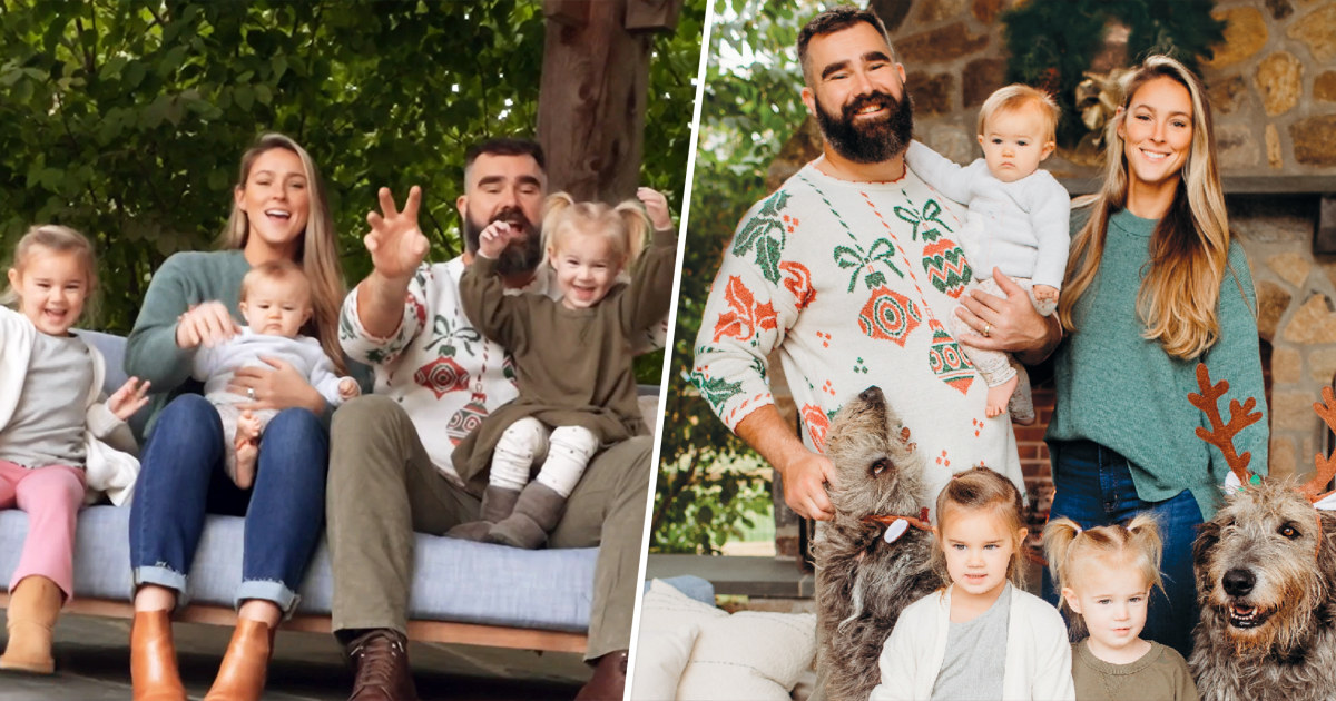 Jason Kelce's 2023 Holiday Card With Wife Kylie and Daughters: Exclusive