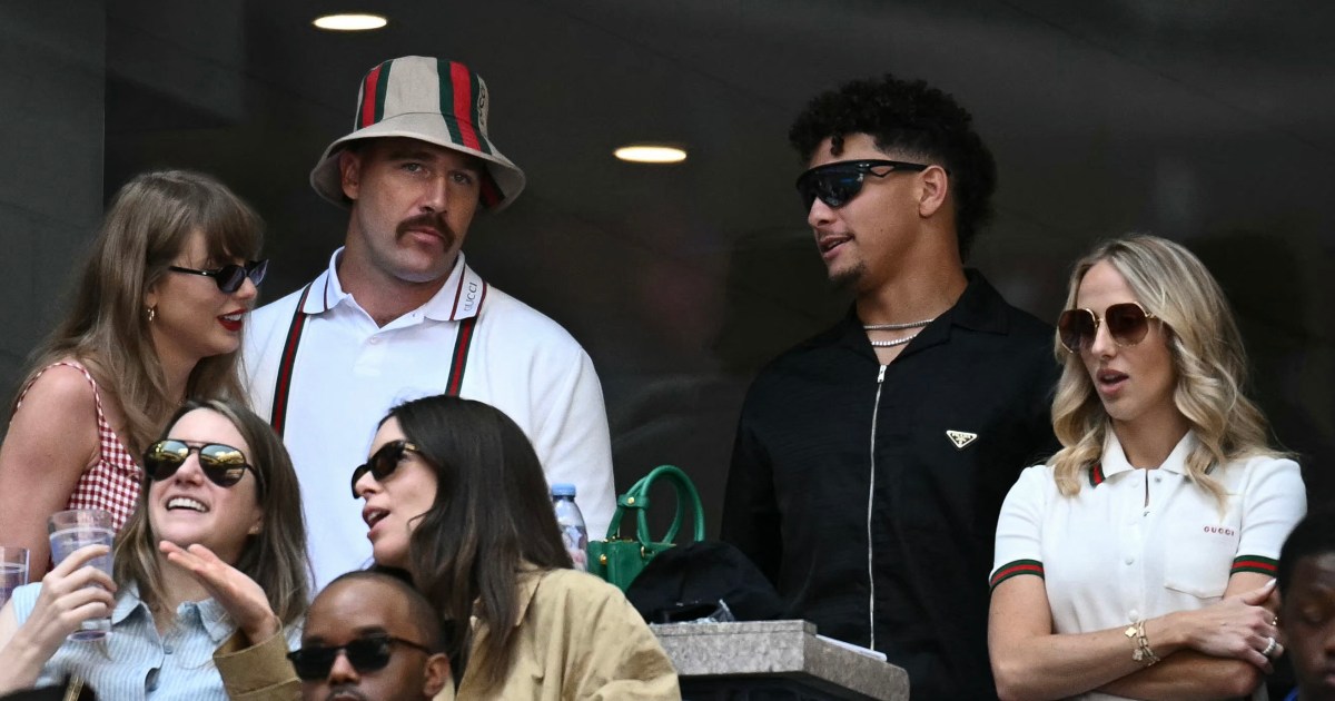 Taylor Swift, Travis Kelce, Patrick Mahomes and Brittany Mahomes attend the US Open final together