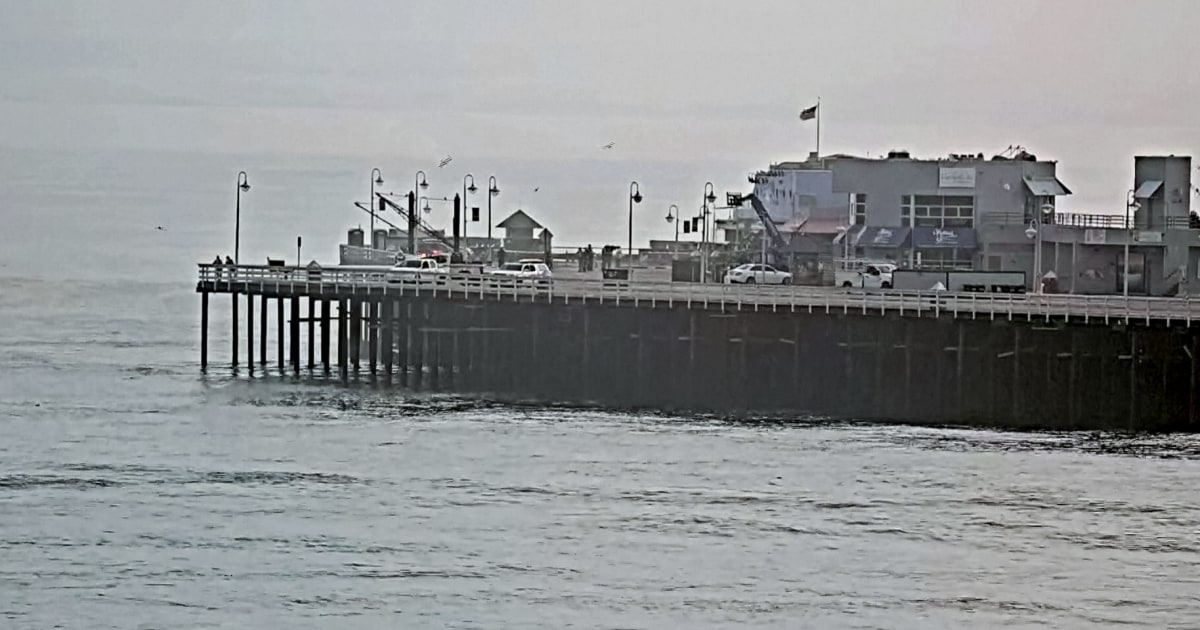 A portion of the Santa Cruz pier in California collapses