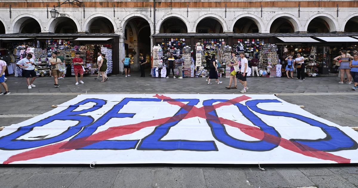 Venice Locals Protest Jeff Bezos, Lauren Sanchez Wedding: ‘No Space for Bezos’