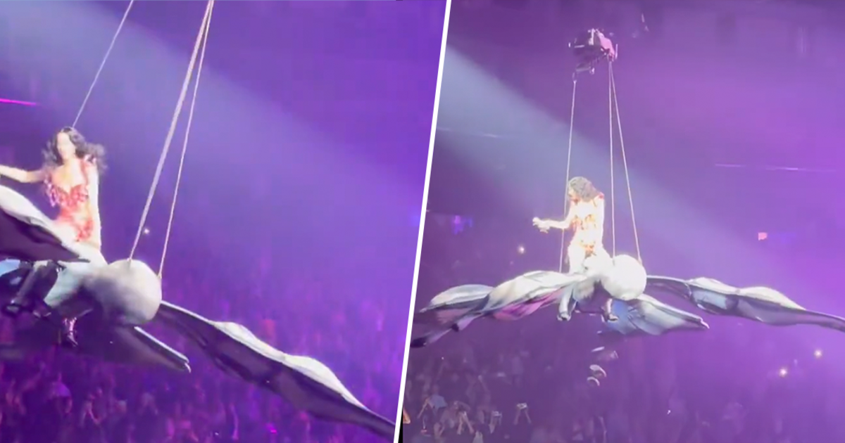 Katy Perry Nearly Falls Off Flying Butterfly Prop During Concert