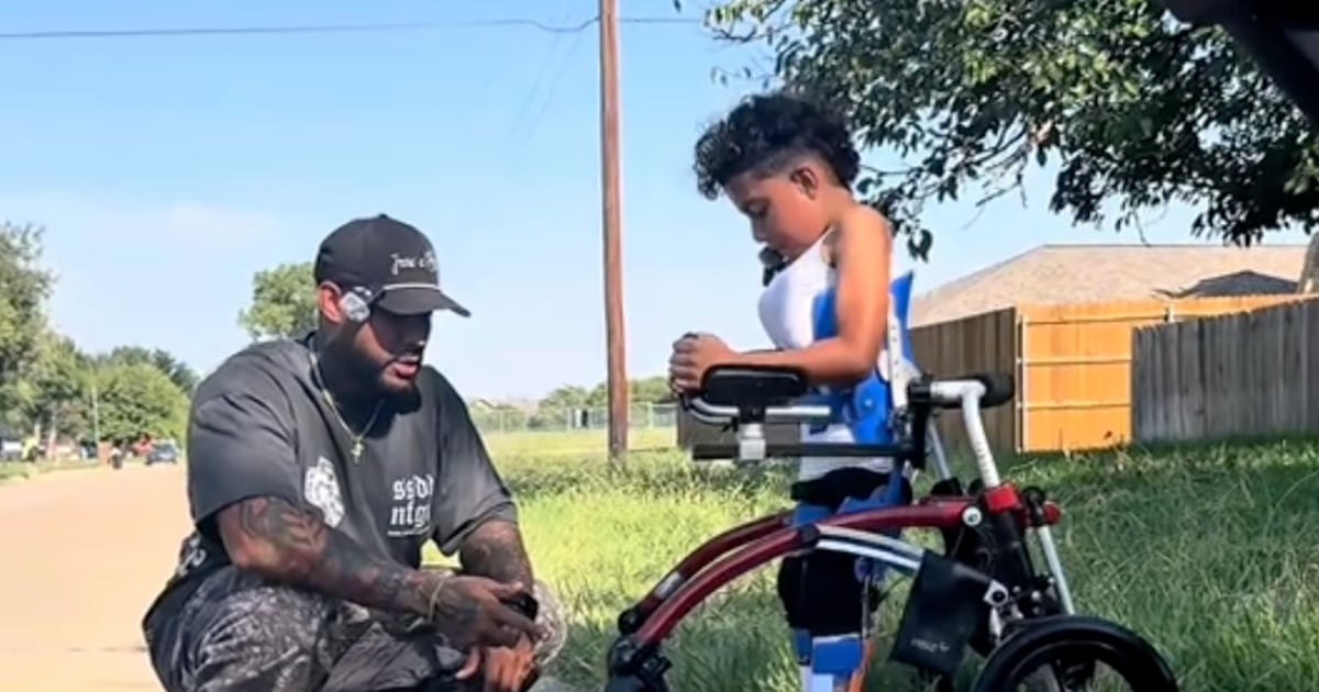 Dad Tenderly But Firmly Coaches Son, Who Uses a Walker, To Overcome His Biggest Fear