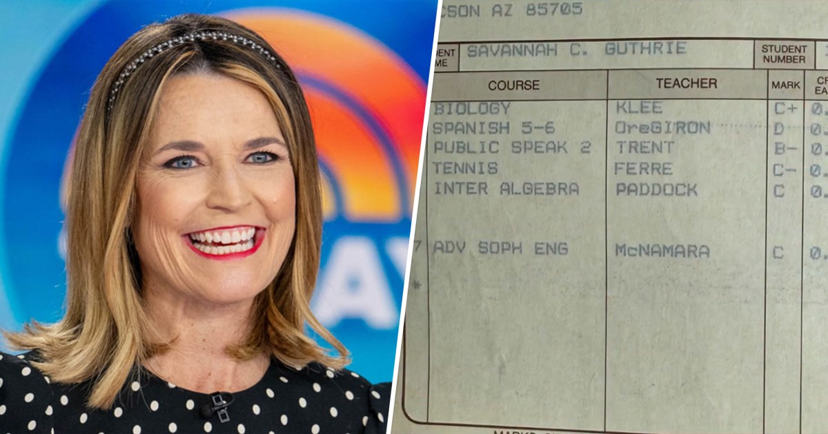 Savannah Guthrie Reveals Her (Less Than Stellar) High School Report Card