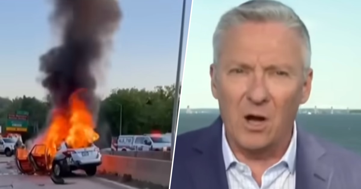 NBC News journalist Tom Costello helped rescue a teenager from a burning car after an accident on I-495 in Washington DC.