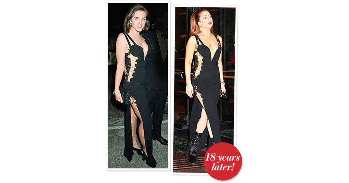 Elizabeth Hurley's Son Damian Channels Versace Safety Pin Dress