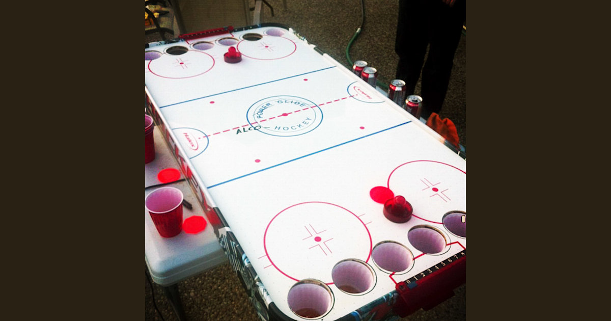 Hockey Beer Pong Table with Holes 