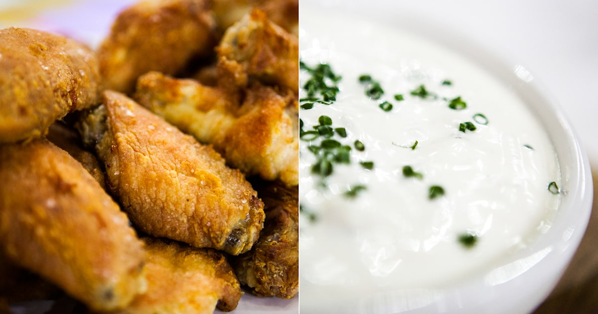 Crispy baked chicken wings with (an amazing) blue cheese dressing