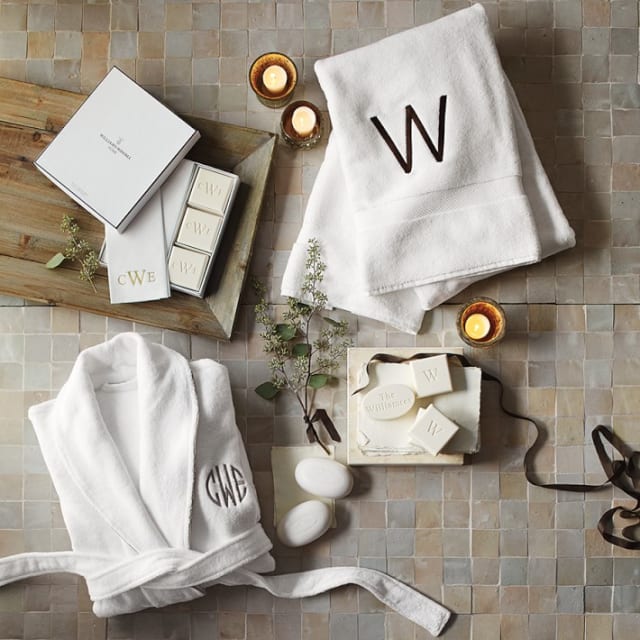 Williams Sonoma Monogrammed Soap & Towel Gift Set