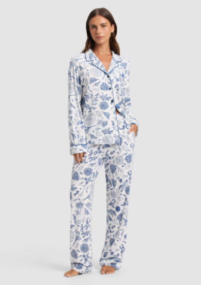 Cozy Earth Bamboo Stretch-Knit Long Sleeve Pajama Set