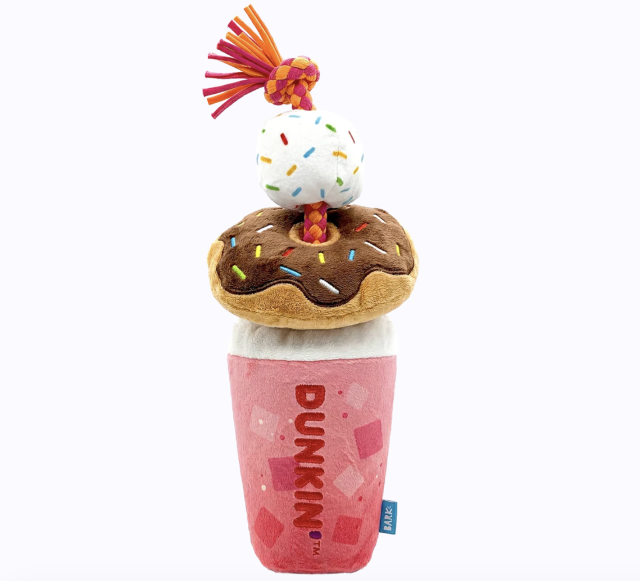 Dunkin ® Strawberry Dragonfruit Refresher & Donuts Plush Tug Dog Toy